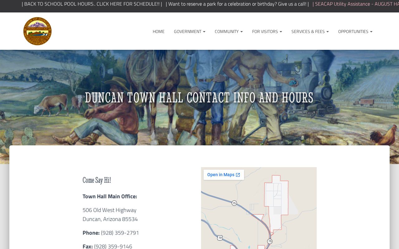 Duncan court records contact at Duncan Town Hall