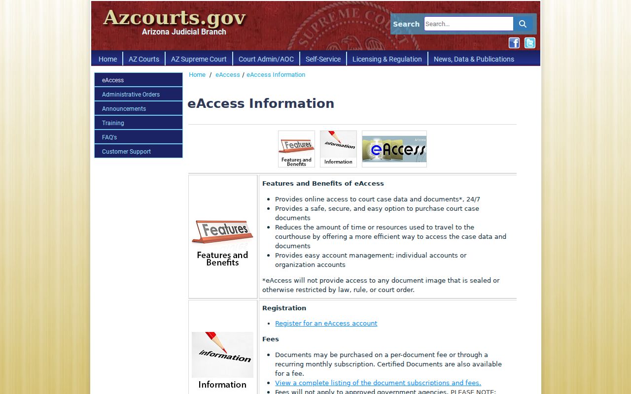 Greenlee County civil docket eAccess document information