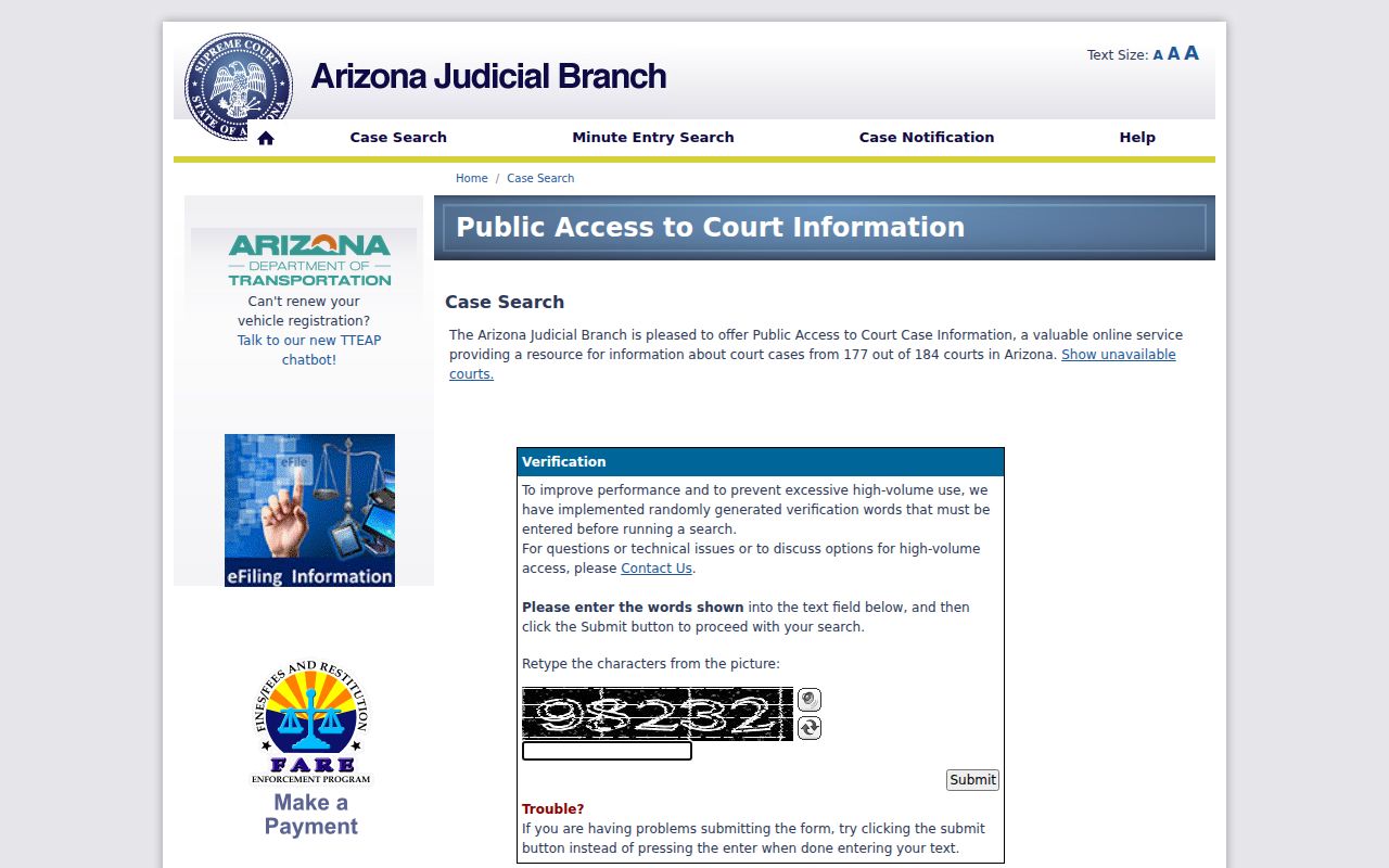 Greenlee County court docket Public Access search