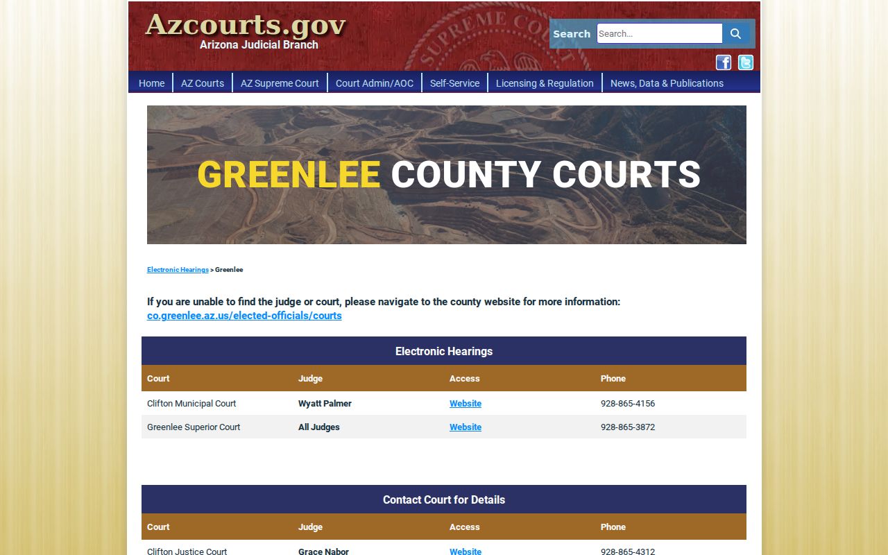 Greenlee County court docket electronic hearing contacts