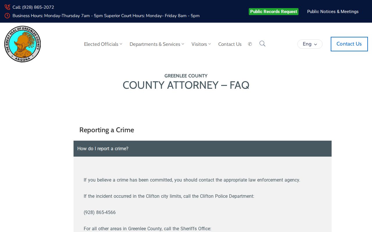 Greenlee County criminal court docket felony and misdemeanor venue information