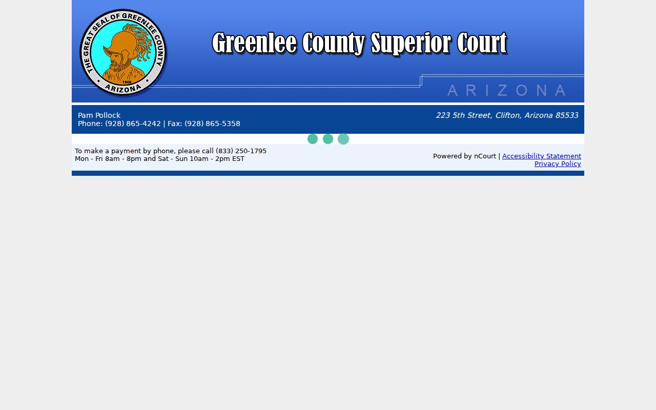 Greenlee County Superior Court payment portal distinct from docket search