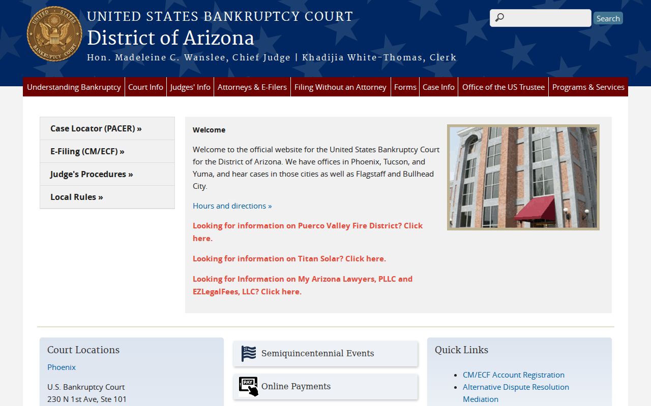 Federal bankruptcy system separate from Greenlee County traffic court records